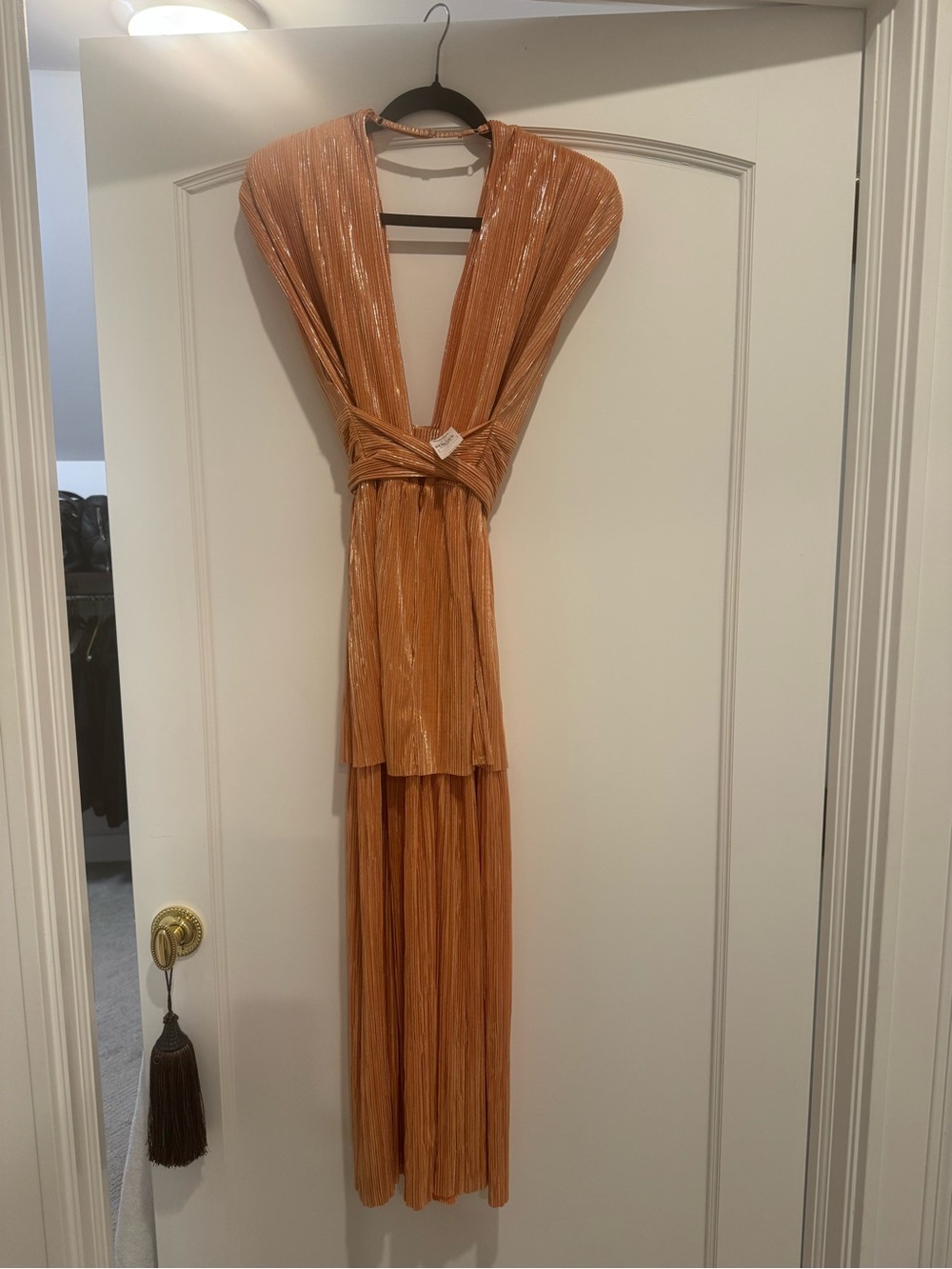 Sabina Musayev Metallic Copper Multiway Maxi Dress